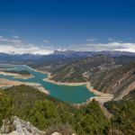 View over lake and high Pyrenees