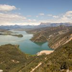 View over lake and high Pyrenees