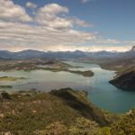 View over lake and high Pyrenees